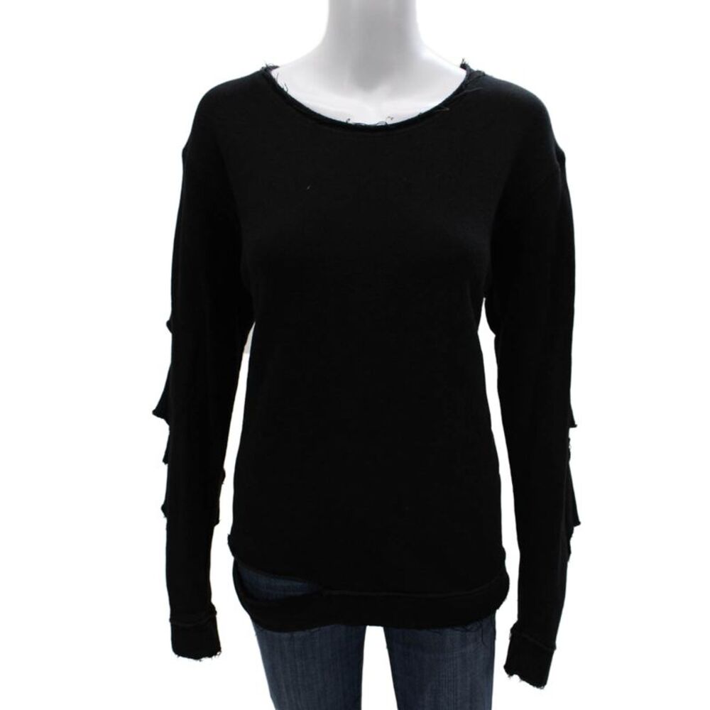ALALA Womens Basic Black Long Sleeve T-Shirt Round Neck Cotton Size M